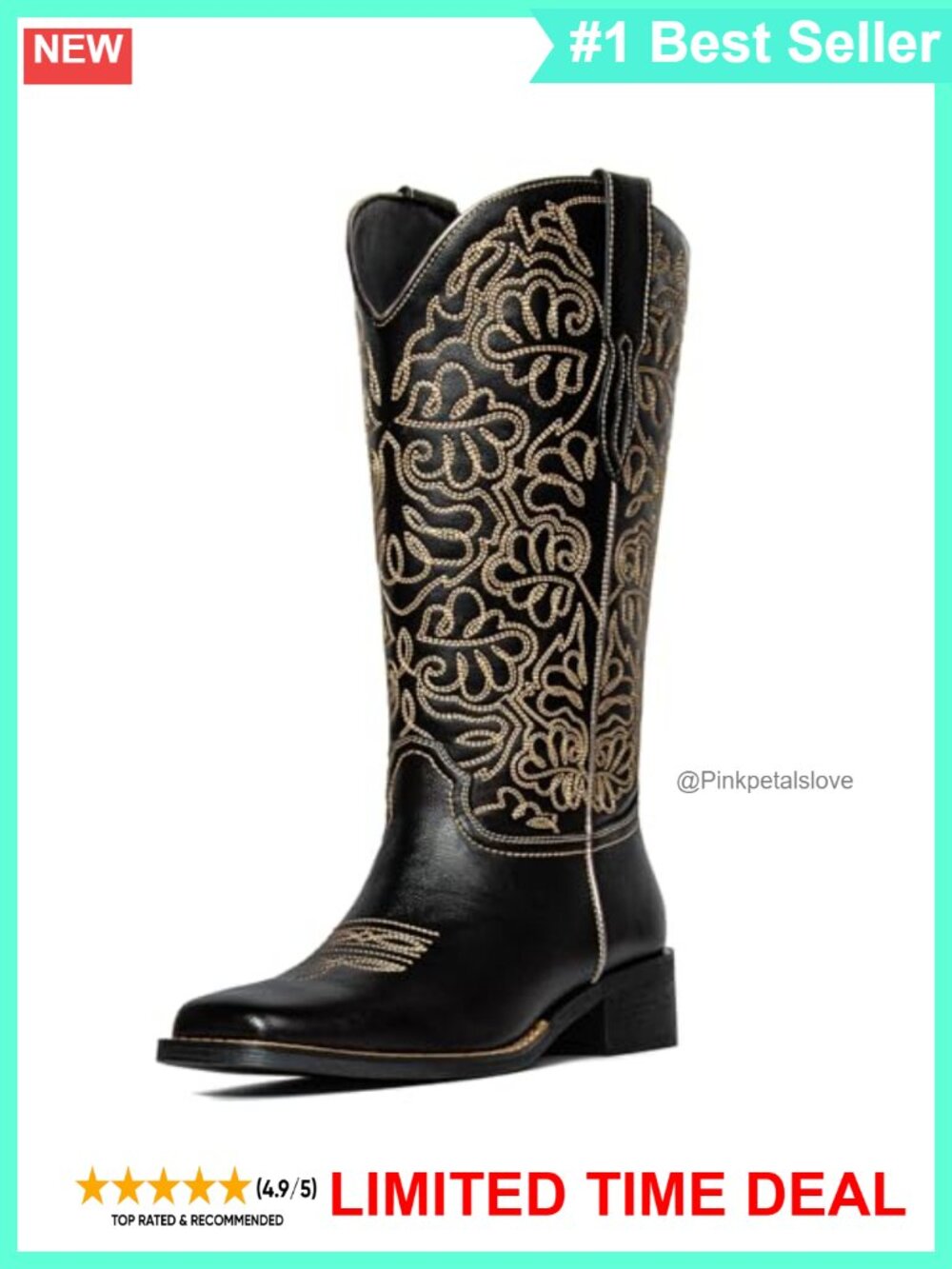 Women's Cowboy Boots Faux Leather Knee High Western Pull On